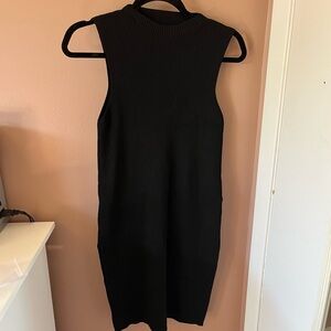 By Anthropologie Black Mock Neck Ribbed Bodycon Dress